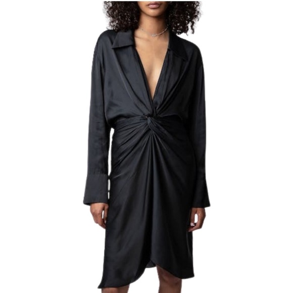 Zadig & Voltaire Rozo Satin Dress in Noir Black Size XS - Picture 1 of 15